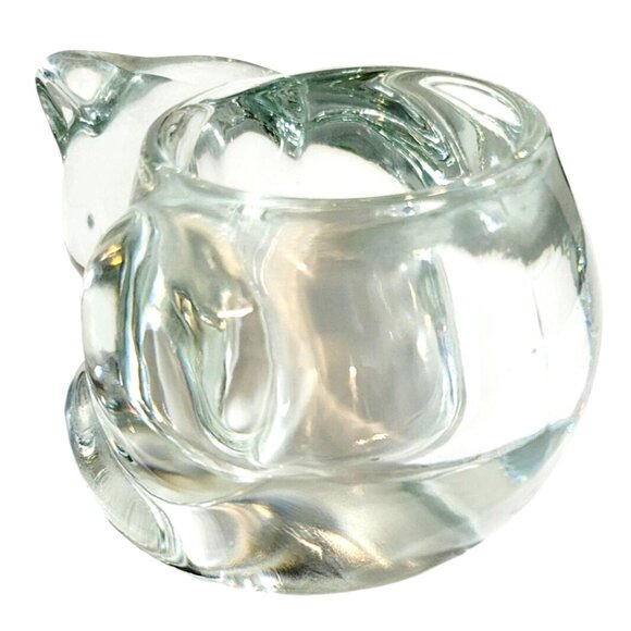 Vintage Indiana Glass Cat Votive Holder Clear Glass Sleeping Kitty Tealight Hold - Picture 3 of 11